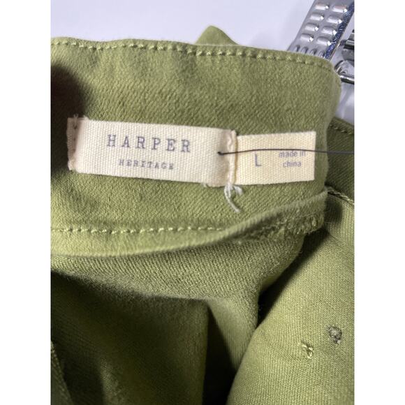 NWT, Harper Heritage, Size Large, Olive Green Mini Skirt, Asymmetrical Buttons - Picture 6 of 9